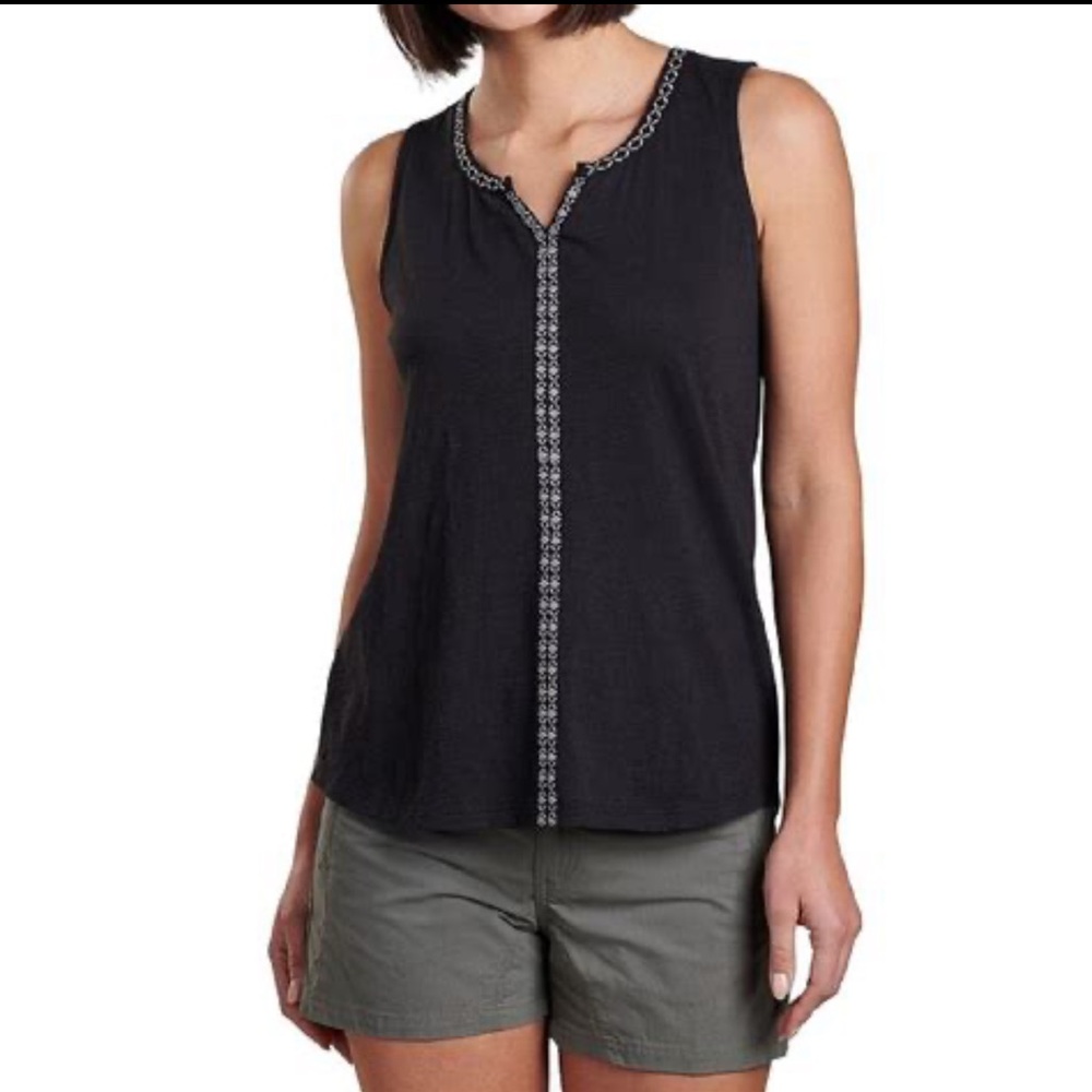 Kuhl Shay Tank Black Organic Cotton Embroidered Outdoor Gorpcore 2023-Small